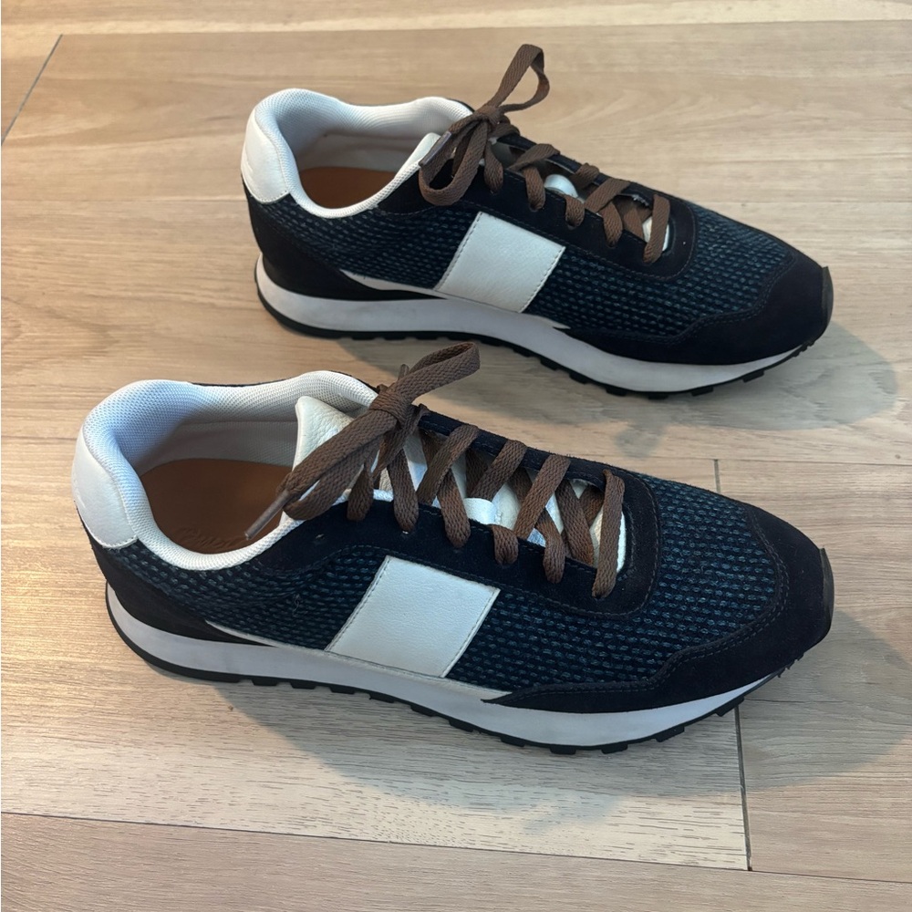 Blue In Green Indigo Selvedge Sashiko Trainer - Navy and White
